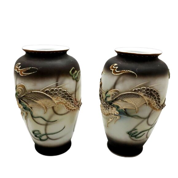 Vintage Royal Japan Moriage Dragon Vases 5-1/2" x 2" - Picture 2 of 8